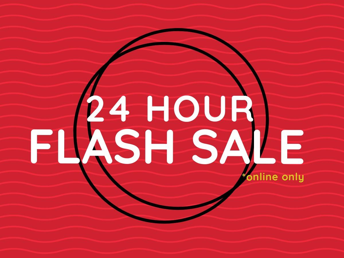 Verlockendes Red Flash Sale-Poster mit schwarzem kreisförmigem Design in der Mitte