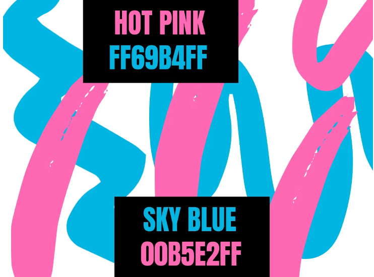 Farbenkombination Striche von Hot Pink (FF69B4FF) und Sky Blue (00B5E2FF) - Farbtheorie für Designer: Die Kunst der Verwendung von Farbsymbolik - Bild