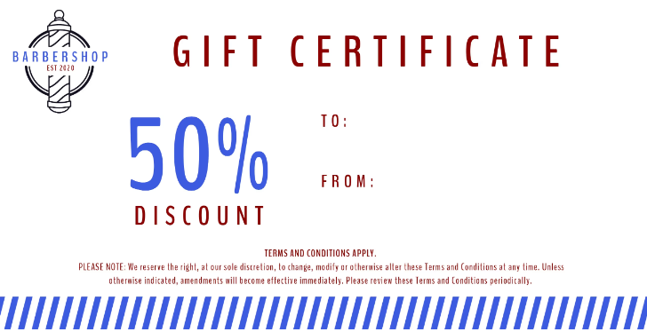 White Barbershop 50% Gift Certificate with Logo and Blank Details - Color theory for designers: The art of using color symbolism - Image