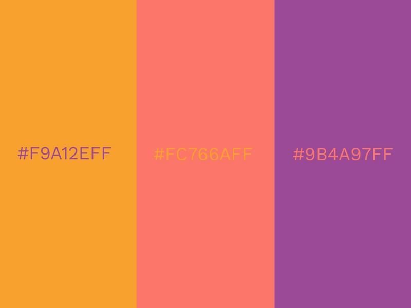 Radiant Yellow, Living Coral and Purple colours - 80 attractive color combinations to try in 2021 - Image