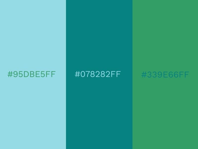 Tanager Turquoise, Teal Blue and Kelly Green colour combinations - 80 attractive color combinations to try in 2021 - Image
