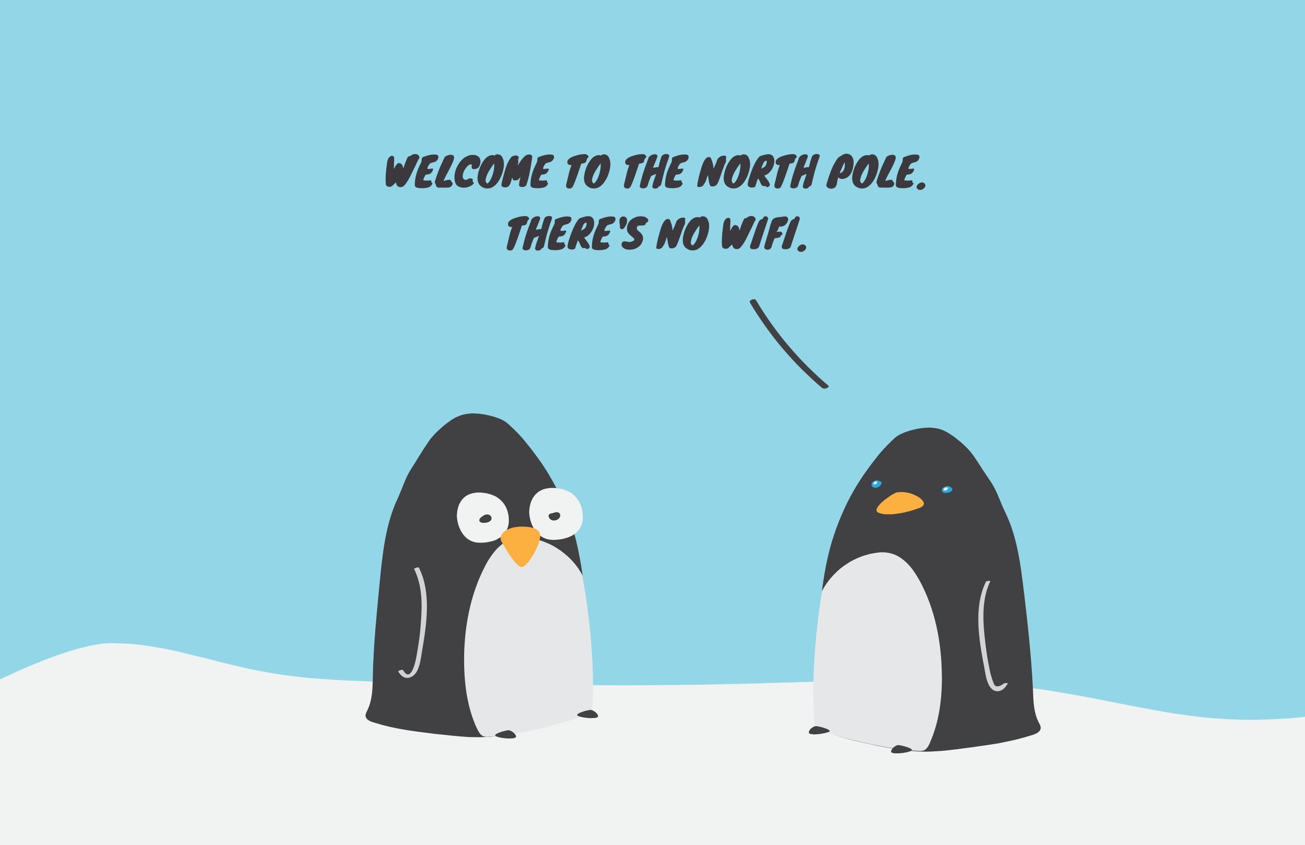 pinguins falando sobre desenhos animados wi-fi