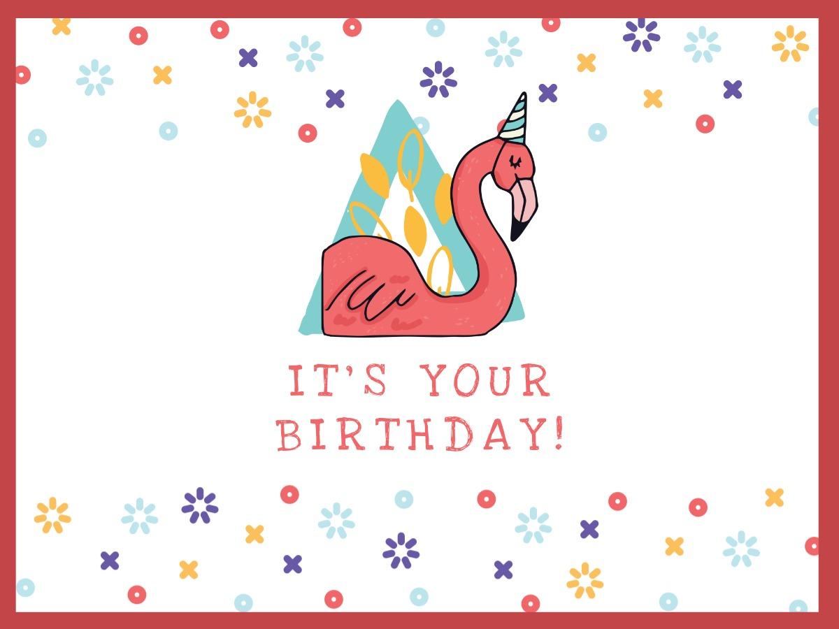 conception de carte d&#39;anniversaire flamant rose - 50 designs sympas que vous pouvez facilement personnaliser - Image