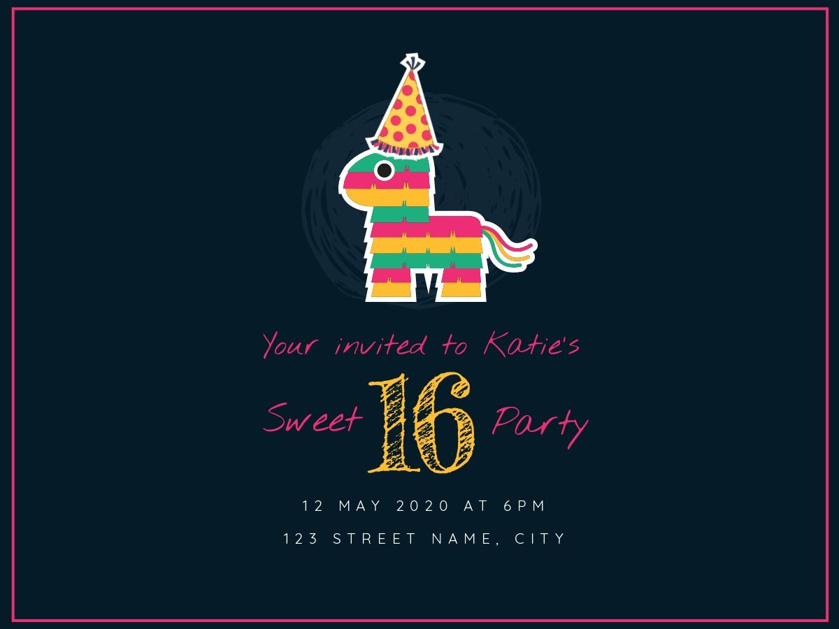 Sweet 16 party invitation pinata design - 50 ideas and templates to use in your designs - Image
