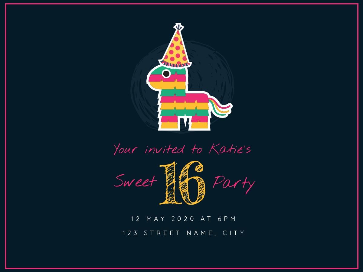 Sweet 16 party invitation pinata design - 50 ideas and templates to use in your designs - Image