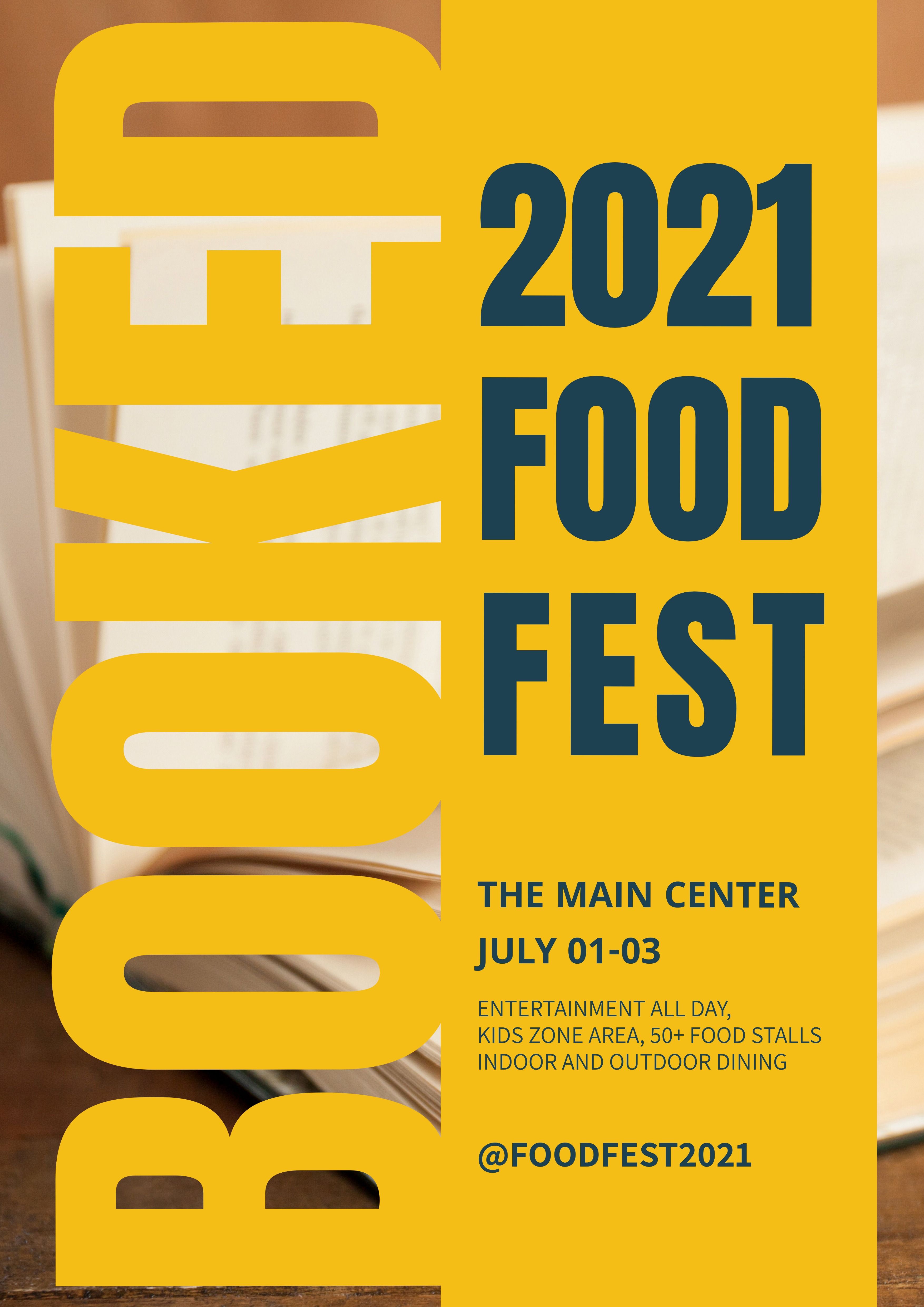 Cartel de evento para festival de comida.