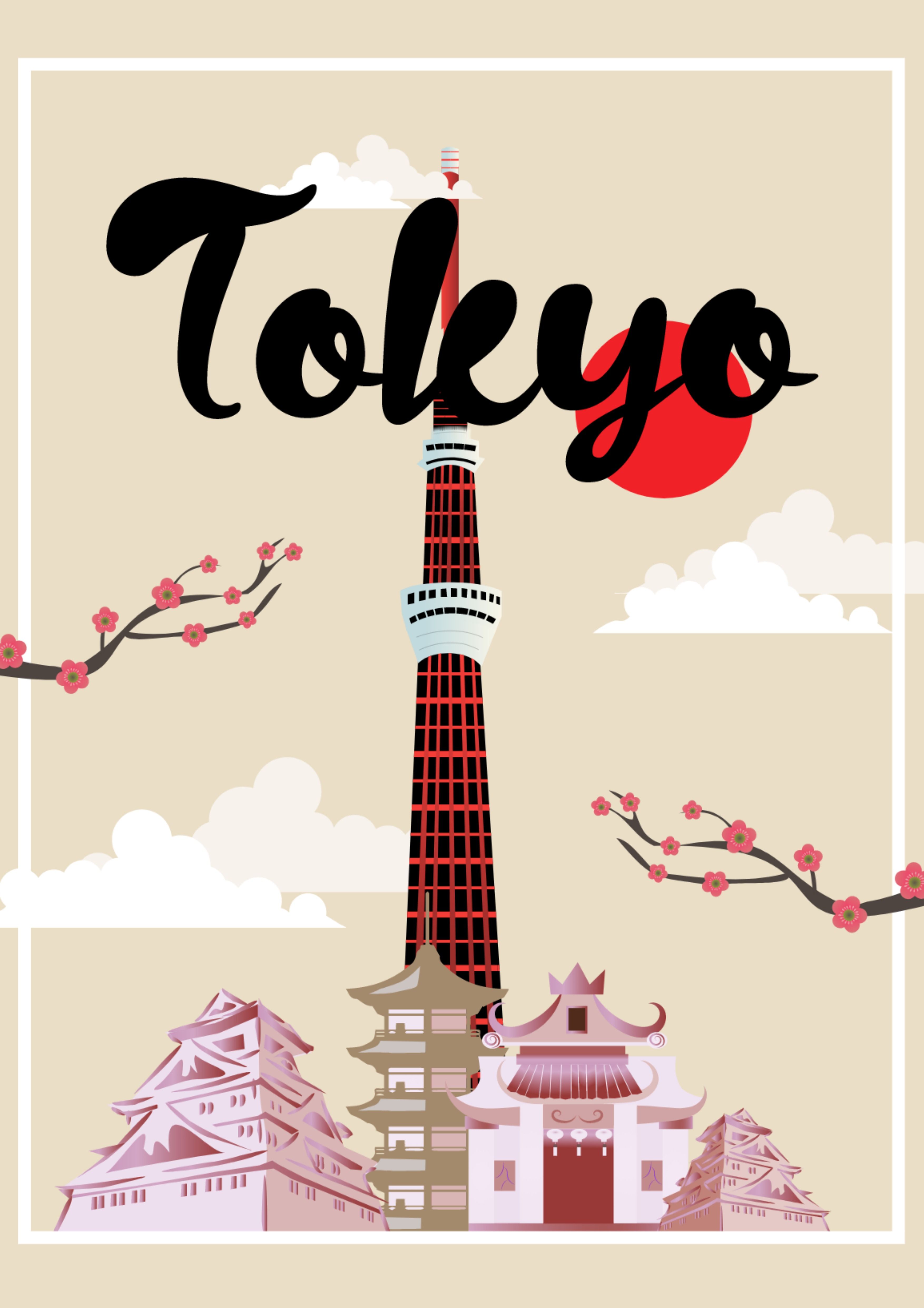 Cartel de viaje para Tokio en Japón