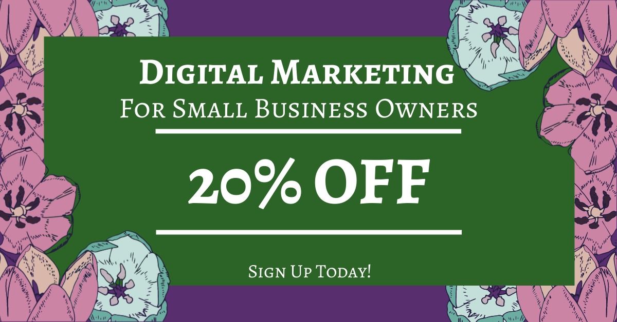 Publicité pour le cours de marketing numérique pour les propriétaires de petites entreprises avec 20 % de réduction - Image