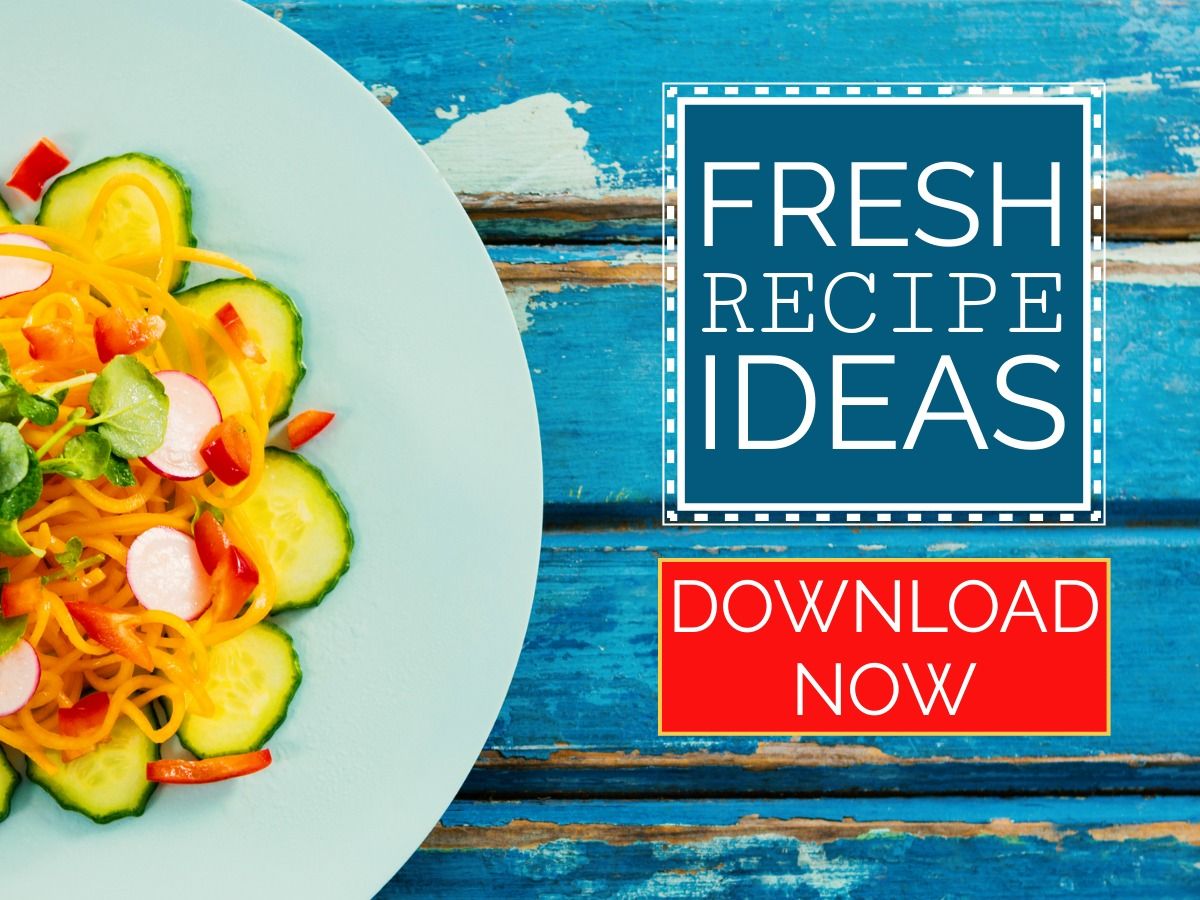 Folheto para download para modelo de receitas de alimentos frescos