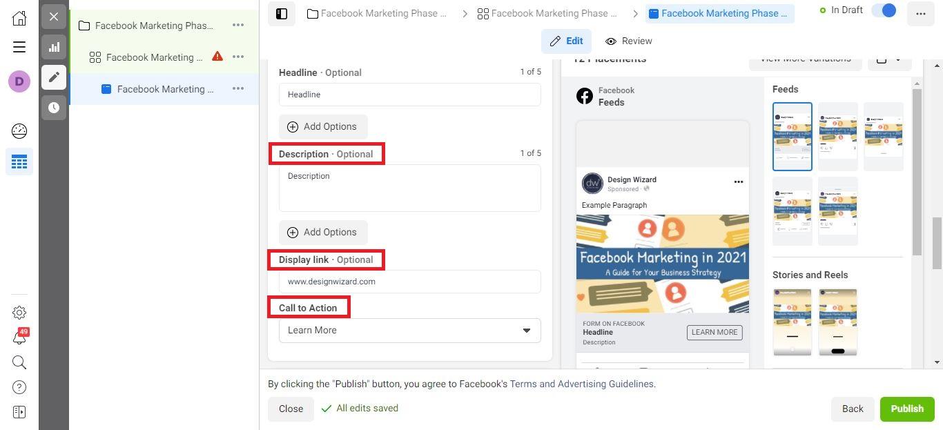 Anúncios de leads do Facebook passo 5 parte 2