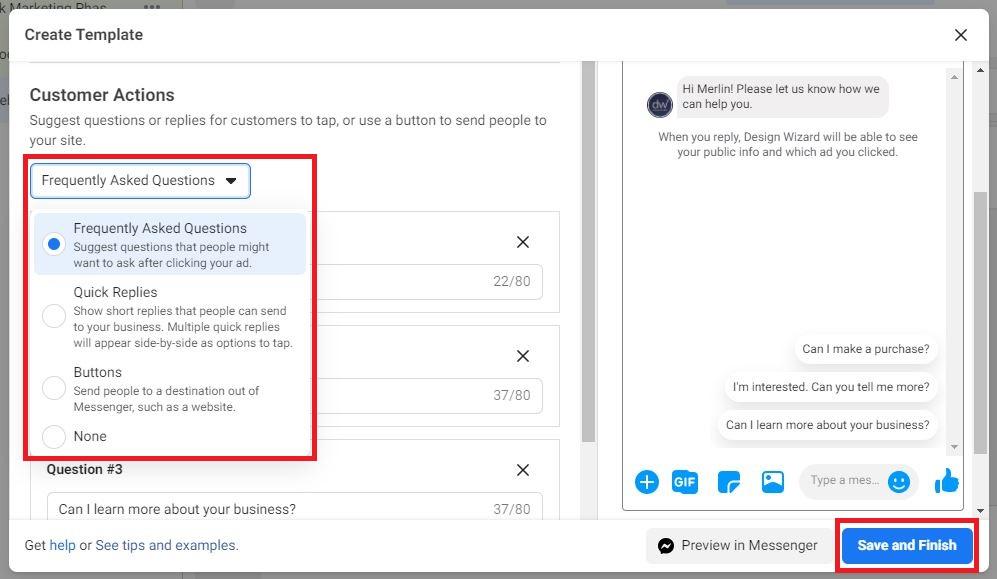 Anuncios de Facebook Messenger paso 5 parte 2