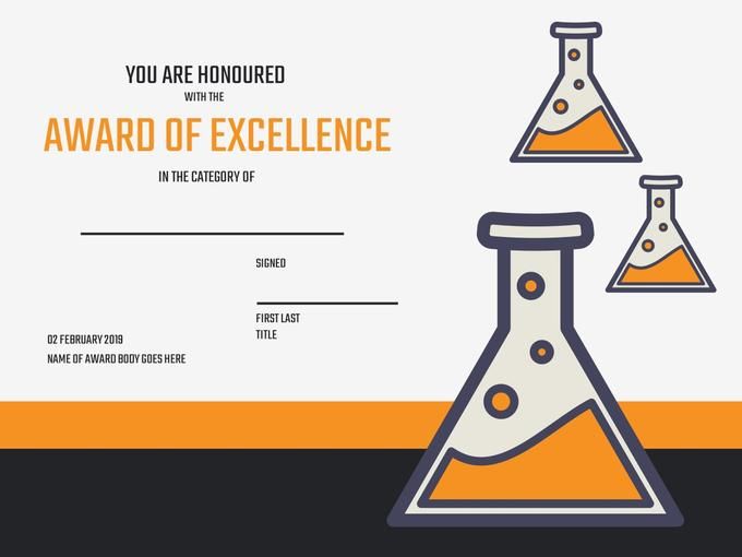 Excellence Award template featuring three flasks with yellow liquid - Amazing Facebook post ideas for businesses - Image