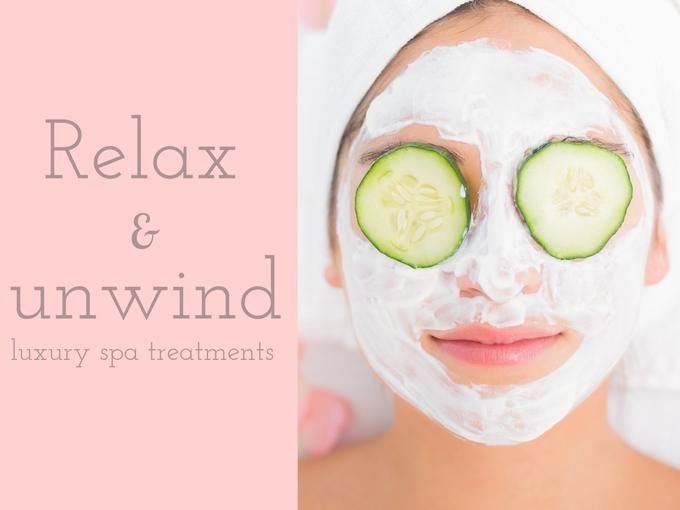 An advertisement for a luxury spa shows a woman wearing a beauty mask with cucumber slices covering her eyes - Amazing Facebook post ideas for businesses - Image