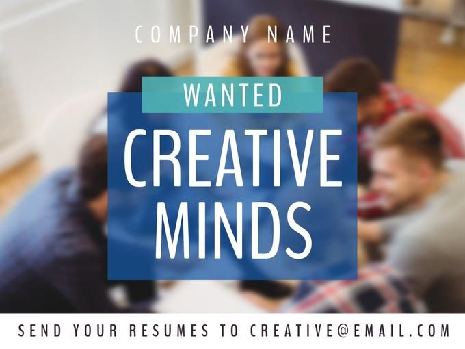 Company recruitment ad Wanted Creative Minds - Amazing Facebook post ideas for businesses - Image