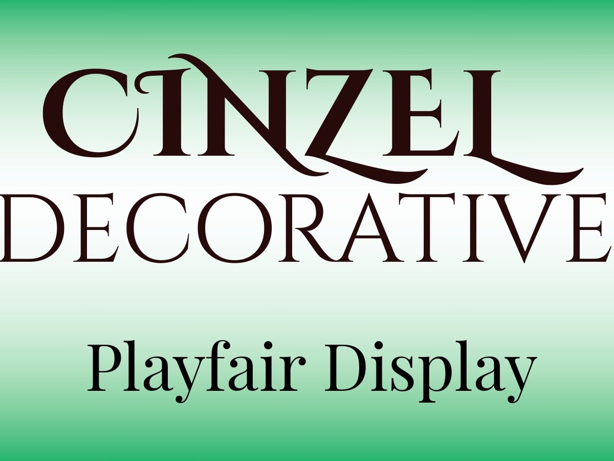 An image showing the combination of fonts Cinzel Decorative and Playfair Display - Selection of font pairings for your brand: 15 perfect font combinations to kickstart your next design - Image