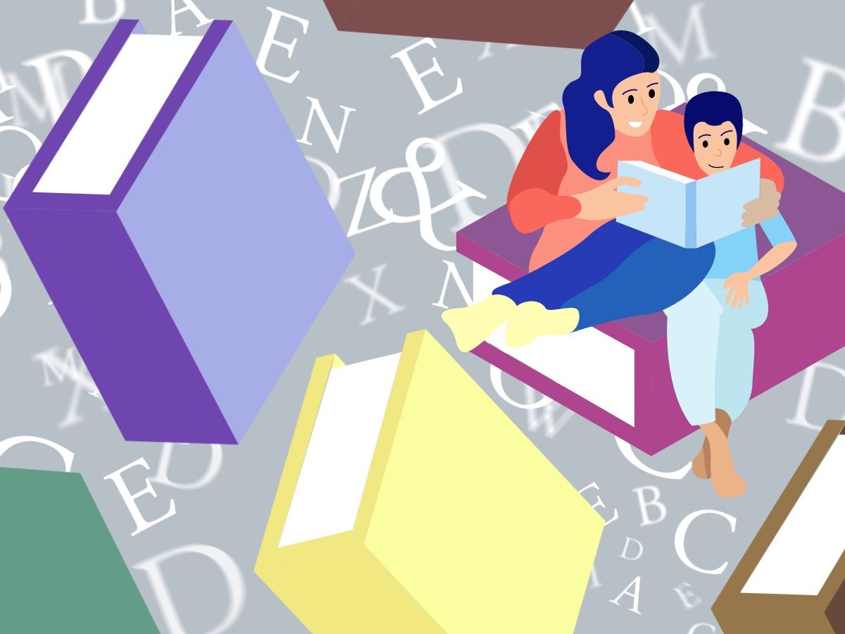 Graphiques de livres colorés avec des personnes lisant avec des lettres en arrière-plan - 16 idées pour stimuler votre imagination - Image