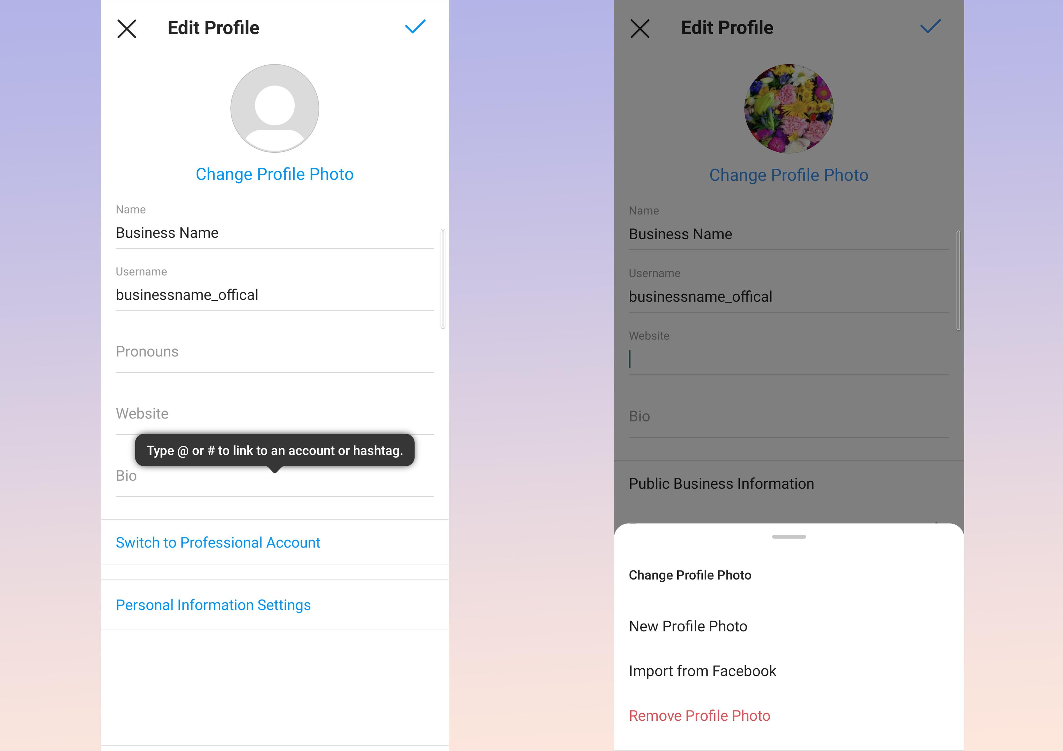 Captures d&#39;écran de la configuration de votre profil Instagram - Comment créer un compte Instagram - Image