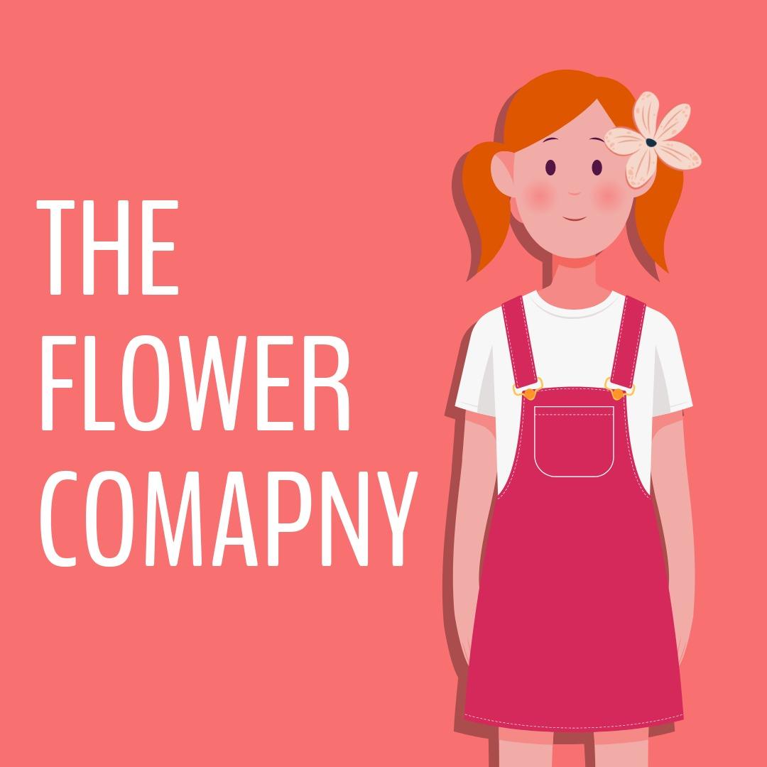 A ideia do logotipo da empresa de flores com uma ilustração de uma jovem à direita