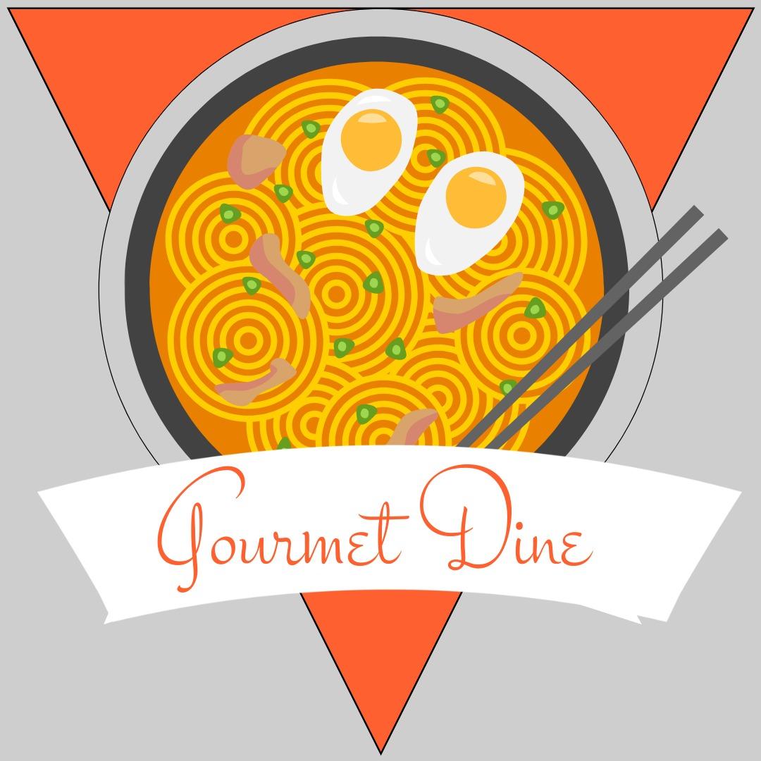 Idea de logotipo de cena gourmet de emblema editable con un icono salteado