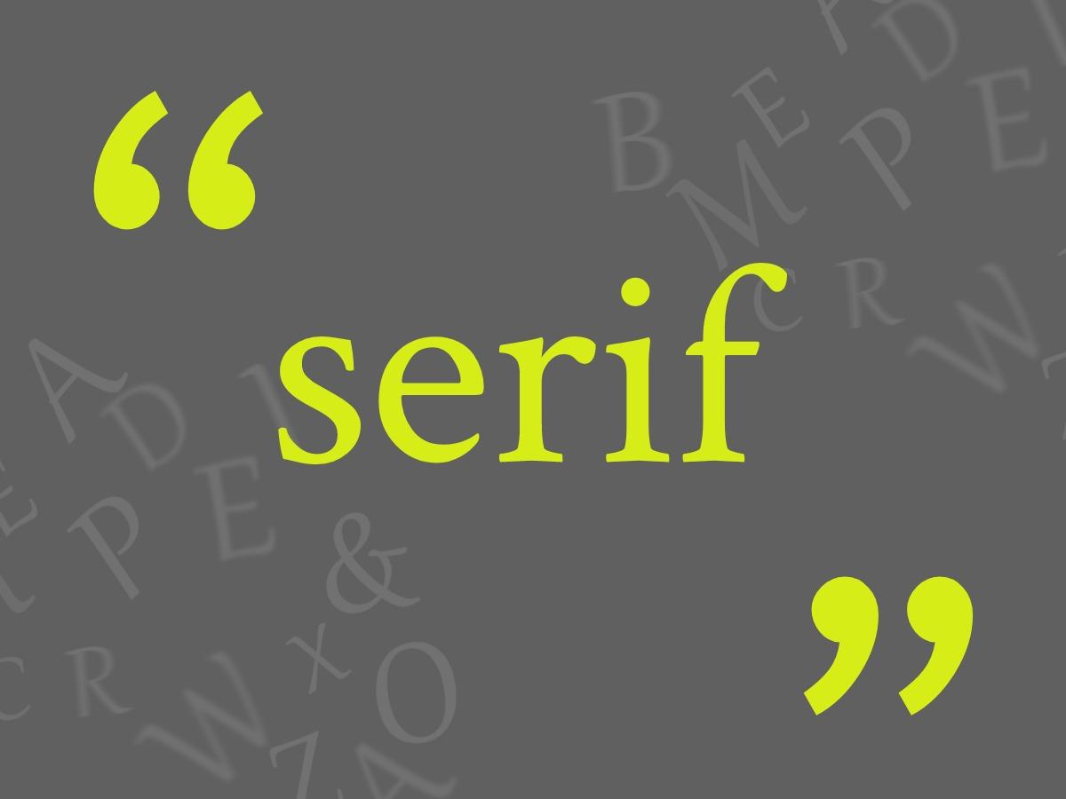 Conception de police Serif sur un fond gris avec des marques de discours - Comment concevoir un logo en 6 étapes simples avec l'assistant de conception - Image