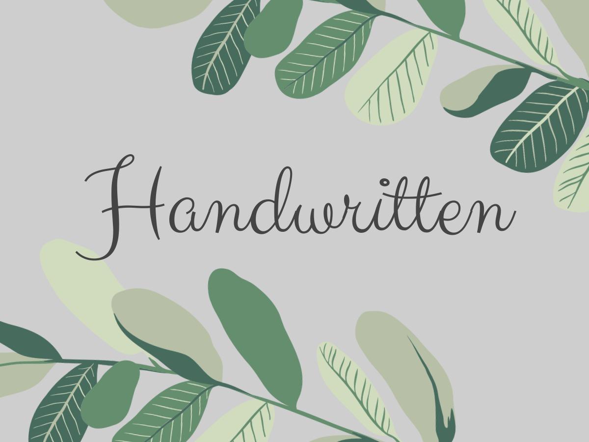 Handgeschriebenes Schriftdesign mit Blattillustrationen