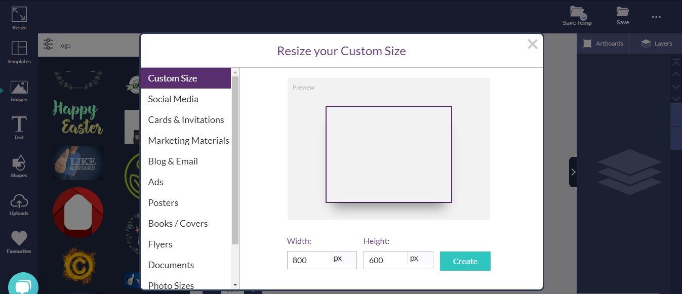 Screenshot of Design Wizard resize tool - A detailed step-by-step guide to creating a logo using the Design Wizard - Image