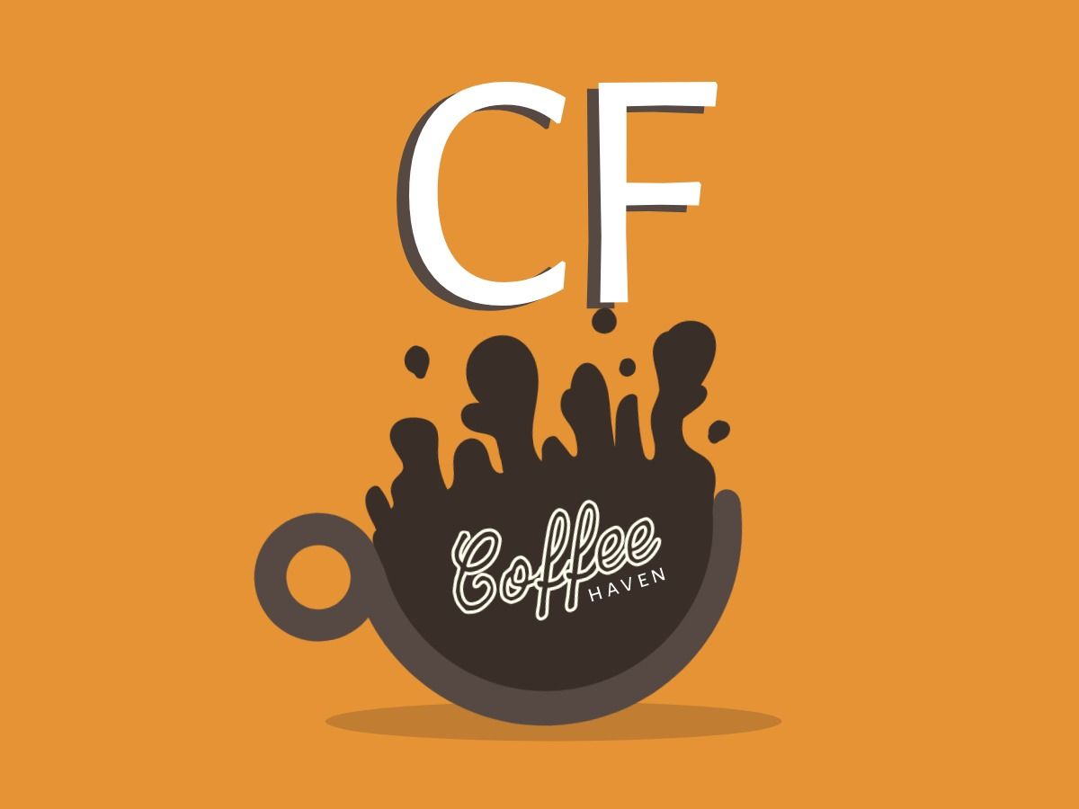 Logotipo de café editable naranja y marrón.