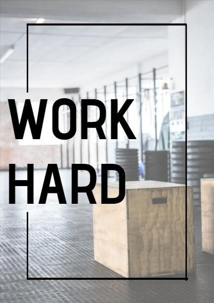 Photo of a gym with overlay text reading 'Work hard' - How to use neutral colors in design - Image