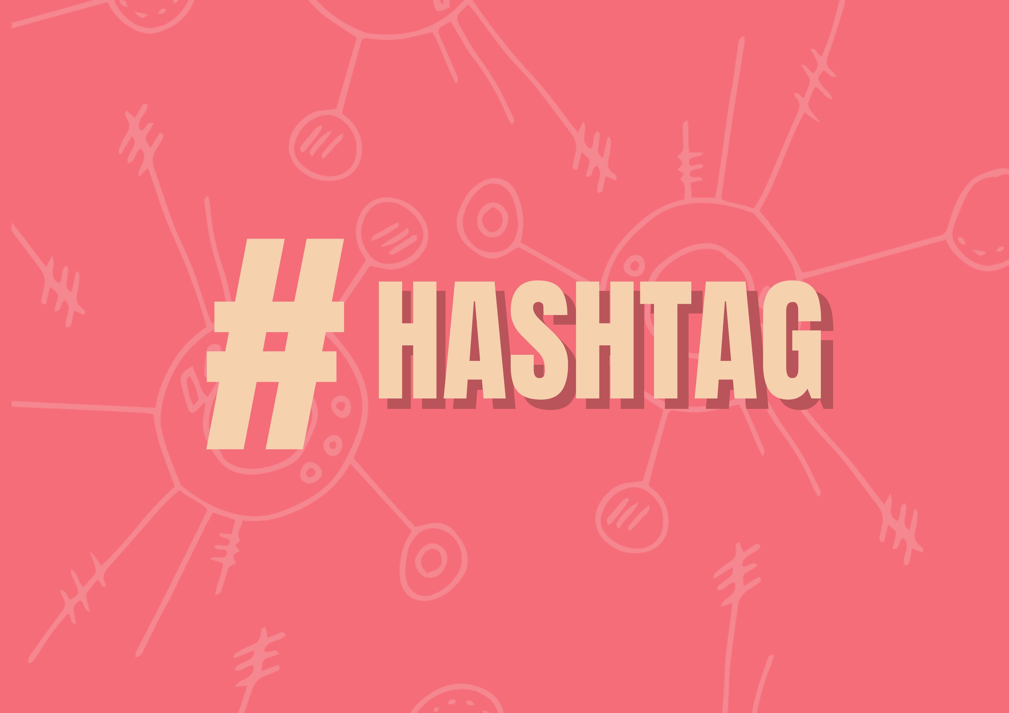 Fondo rojo con "#hashtag" escrito en amarillo como título - Por qué podrías necesitar cambiar los hashtags en tus publicaciones - Imagen