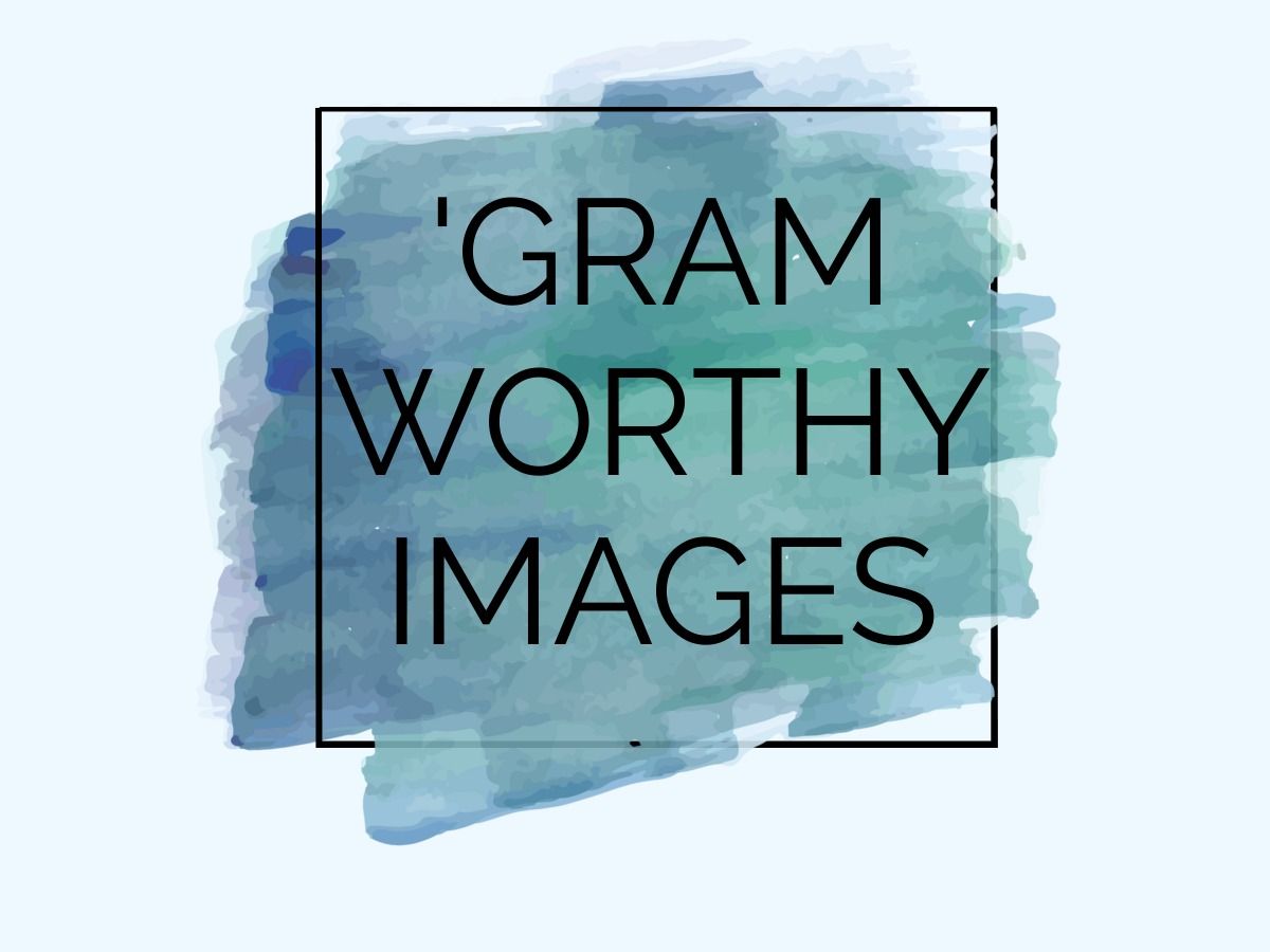 Paint strokes with black border reading 'gram worthy images' - Why you might want to add text to your video - Image