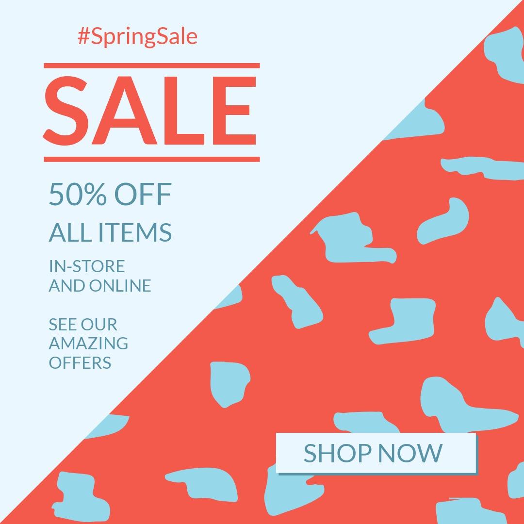 Oferta de venda de primavera no post do Instagram #SpringSale com 50% de desconto em todos os itens - Por que você precisa selecionar cuidadosamente uma imagem antes de postar no Instagram - Imagem