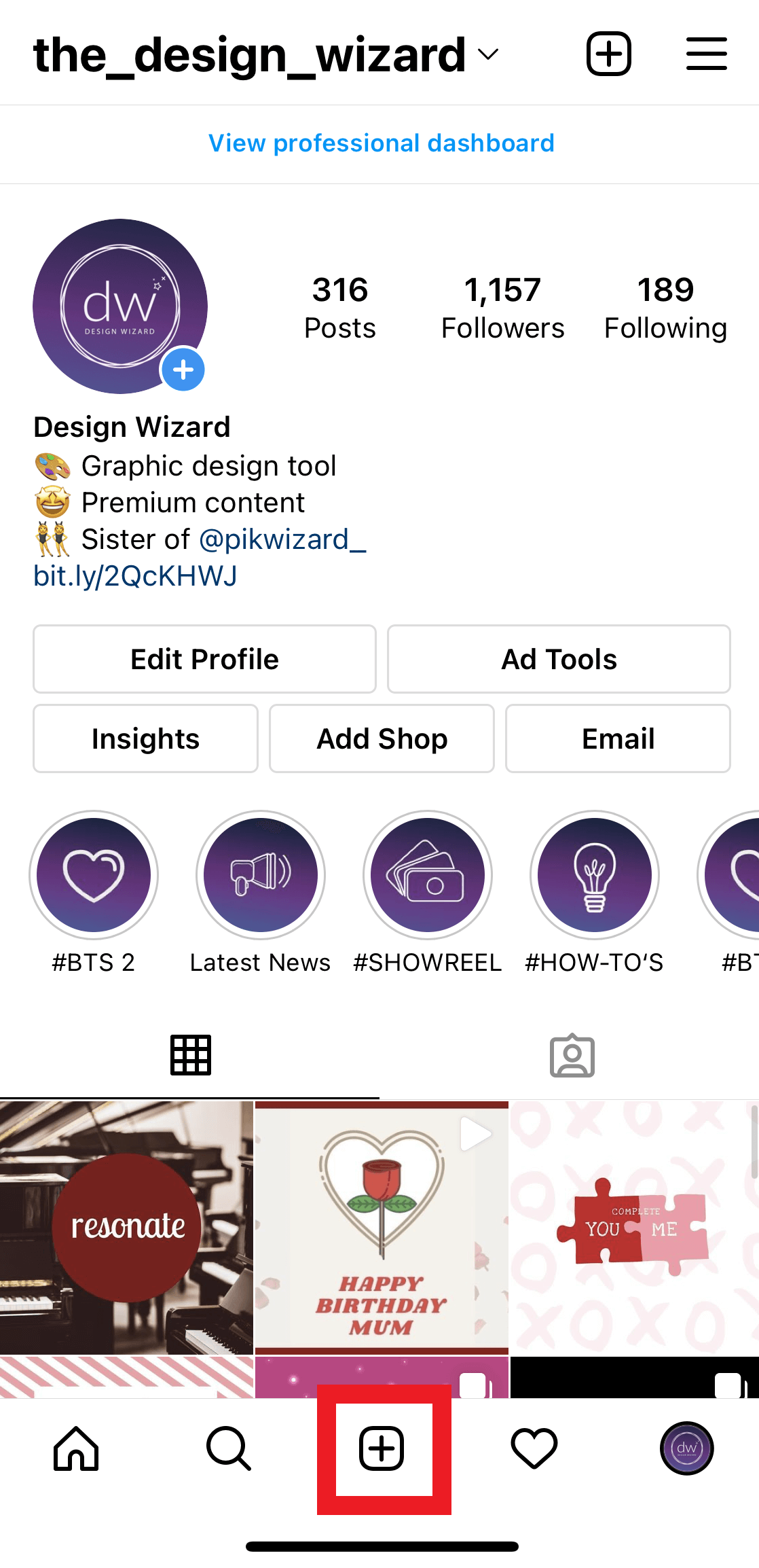 Página de Design Wizard en Instagram - Cómo subir tu foto a Instagram - Imagen