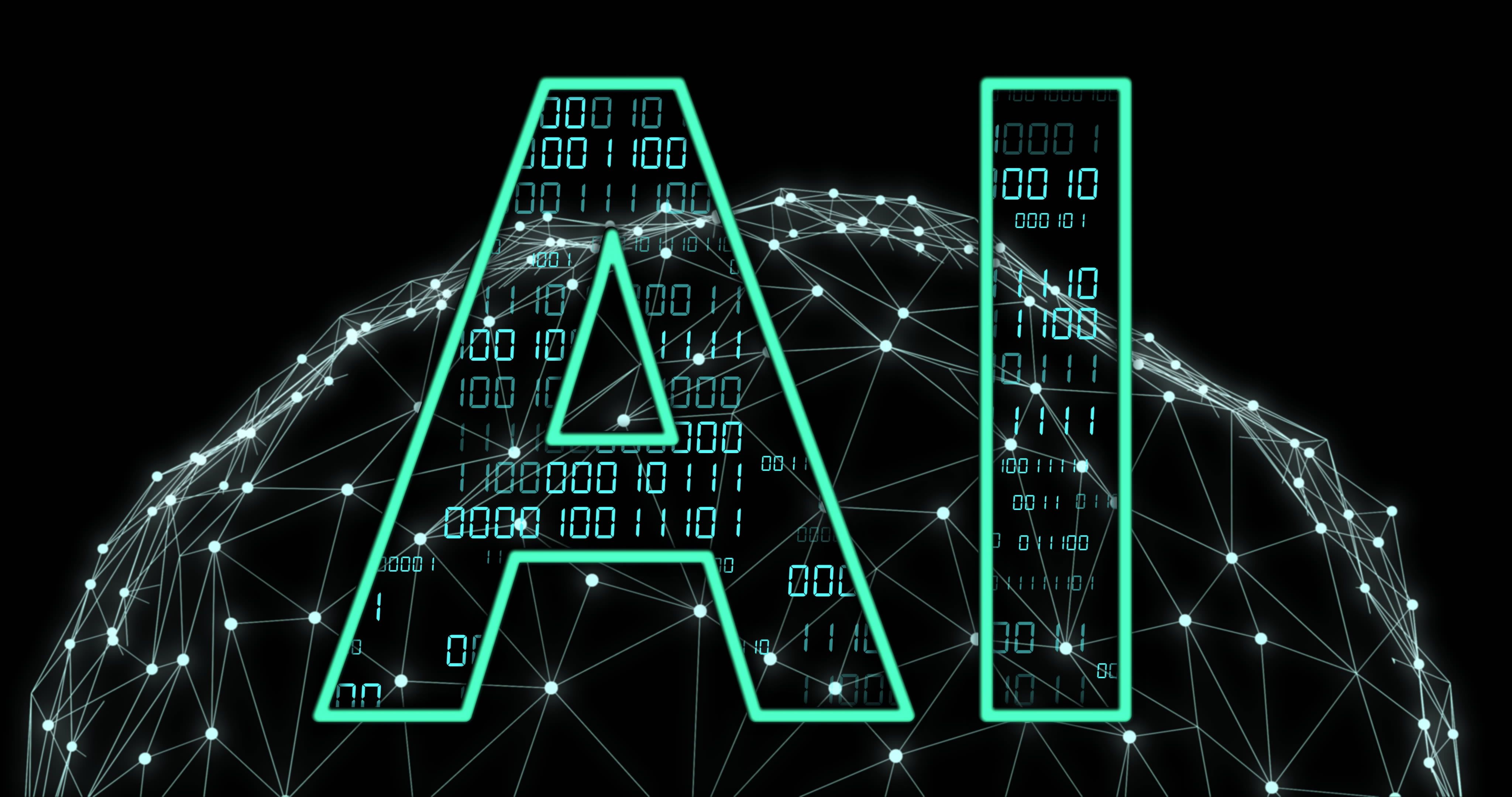 Visualización del concepto de IA y procesamiento de datos en sala de servidores - Imagen