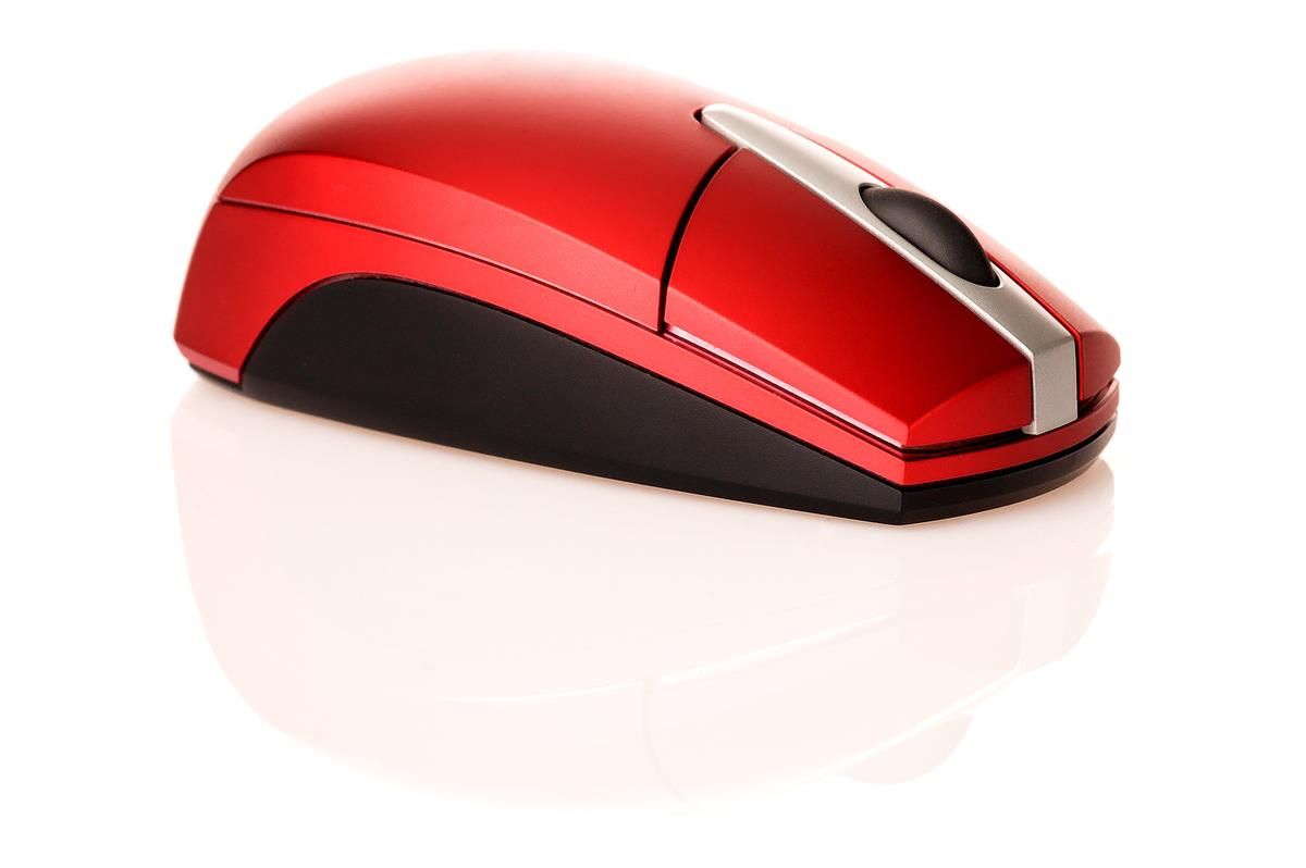 Red computer mouse with black and silver accents - How to get more views on YouTube: The ultimate guide - Image