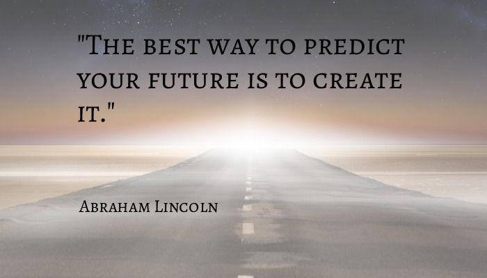 Zitat von Abraham Lincoln mit einer Straße mitten in der Natur als Hintergrund