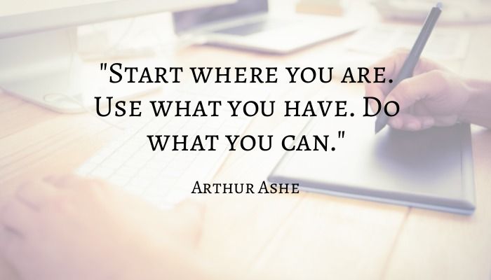 Arthur Ashe quote with a desk in the background - Best inspirational and motivational quotes for college students - Image