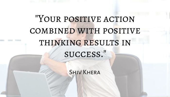 Shiv Khera quote with two business partners hugging in the background - Best inspirational and motivational quotes for college students - Image