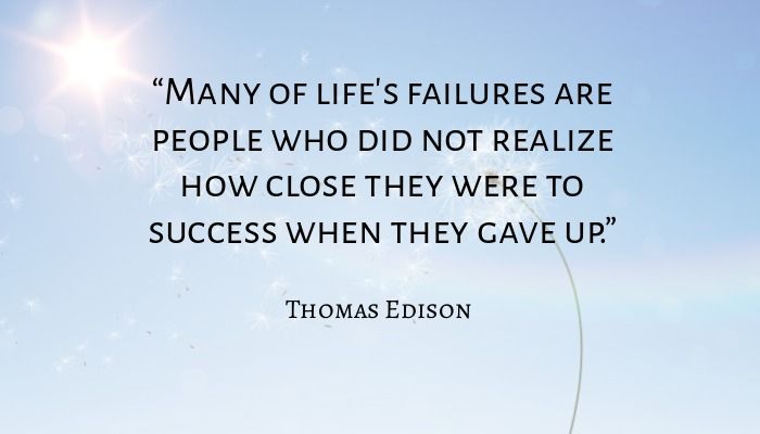 Thomas Edison quote with an image of the sky in the background - Best inspirational and motivational quotes for college students - Image