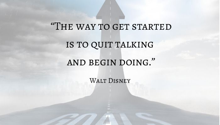 Zitat von Walt Disney mit einer Straße zum Himmel im Hintergrund