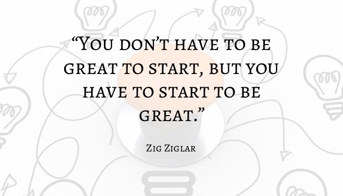 Zig Ziglar quote with light bulb symbols in the background - Best inspirational and motivational quotes for college students - Image