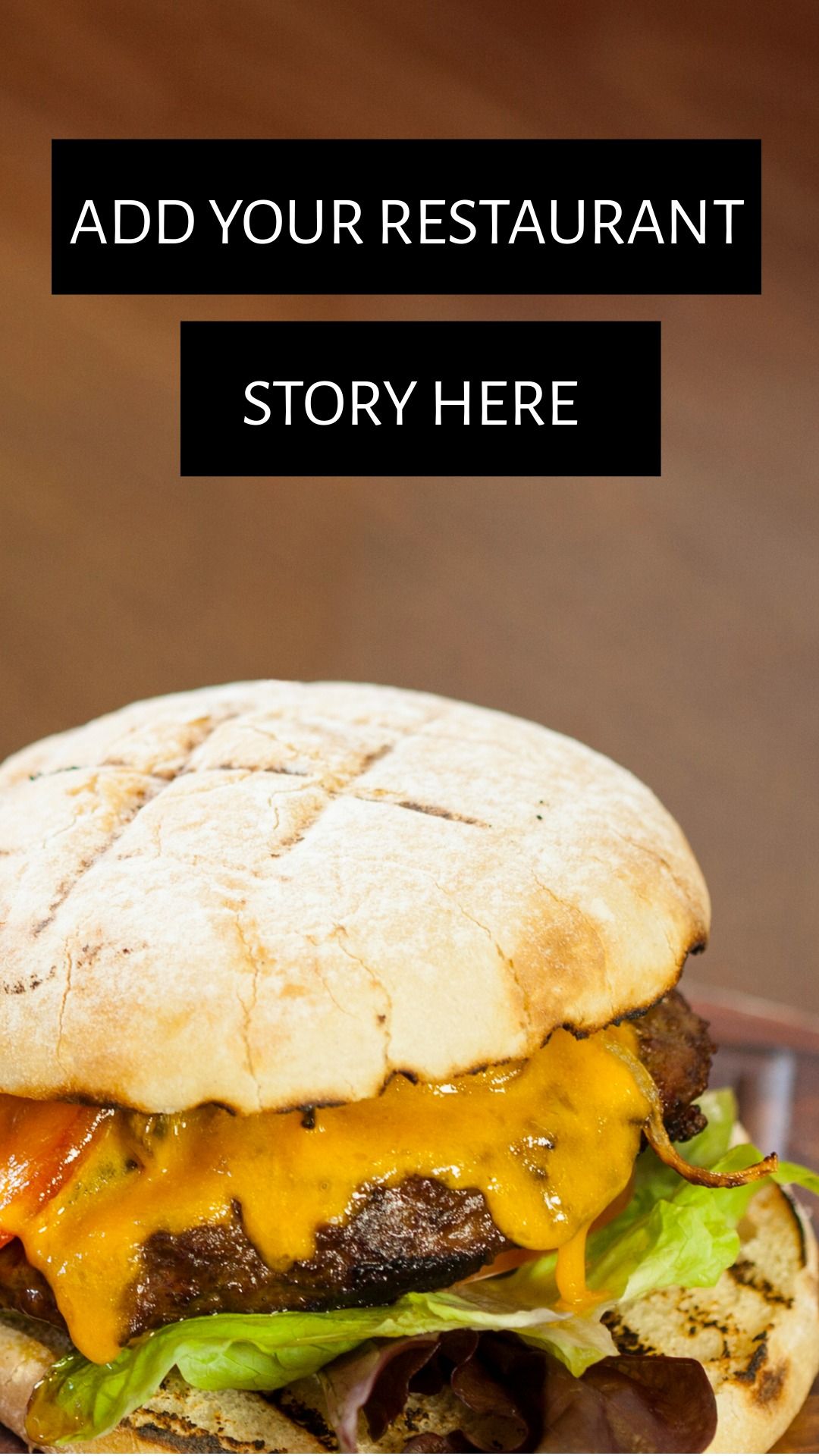 Story pour restaurant avec burger en arriere plan - idées de story Instagram efficaces - image