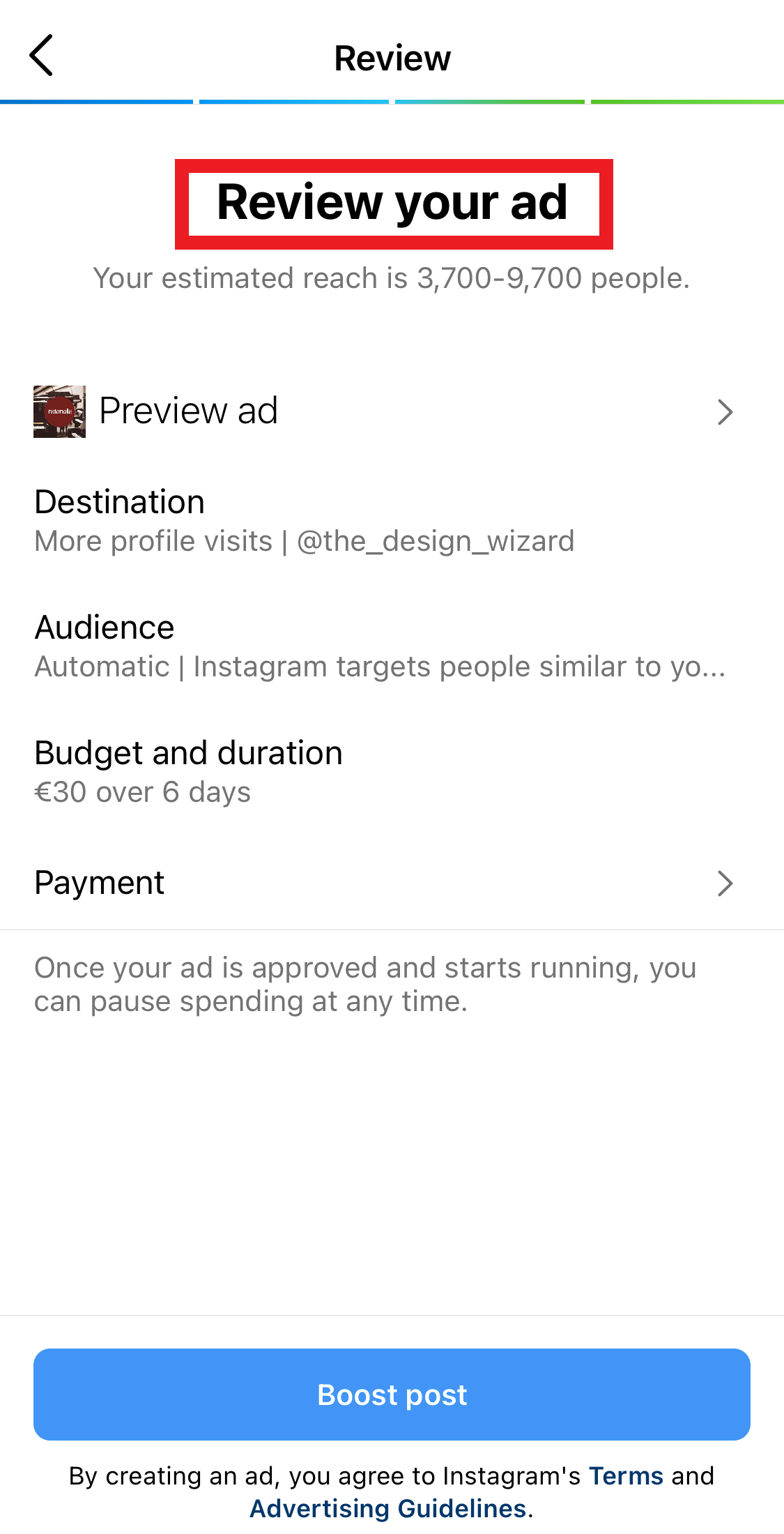 Étape 6 Vérifiez et publiez votre annonce vidéo - Guide des publicités vidéo Instagram pour développer votre entreprise - Image 