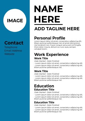 Blue and white resume template with sidebar - Writing the perfect resume: Important tips to follow - Image