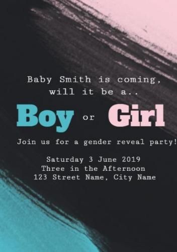 Gender reveal party invitation card - Where is the best place to use contrasting colors in a presentation - Image