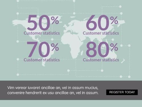Customer statistics against the background of a world map - Present your data like a pro - Image