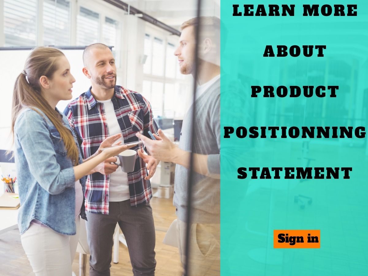 Social media ad to sign up for a product positioning online course showing a team having a discussion in an office environment - Product position: why is it important - Image