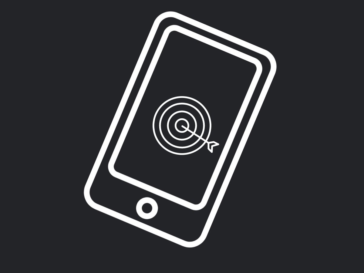 Icône de smartphone et cible en noir et blanc