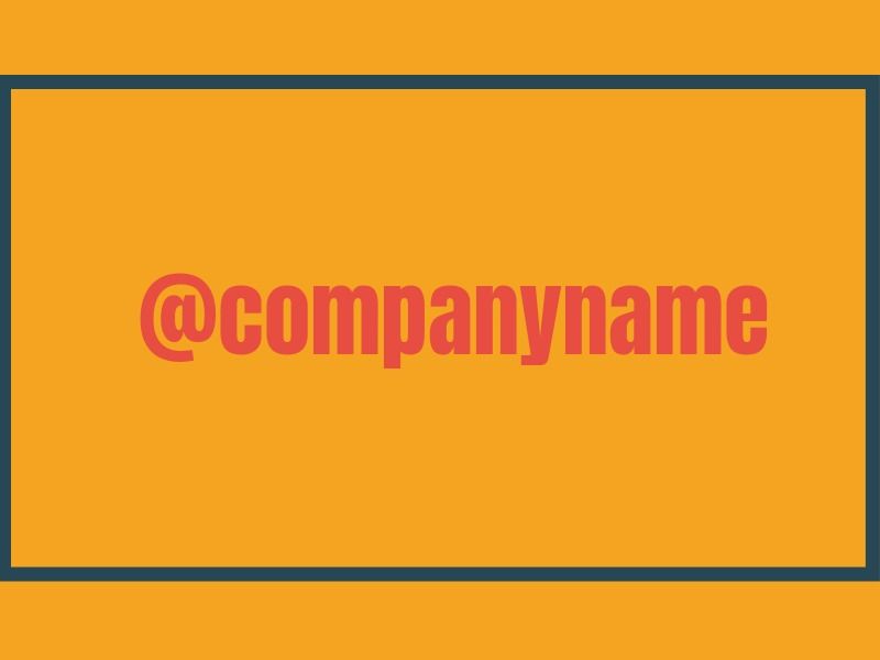 An image with the text @companyname written on a yellow background in a blue square - The best social media marketing tips for starting and growing your business - Image