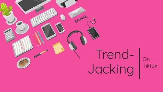 Fundo rosa com símbolos e &#39;Trendjacking&#39; como título