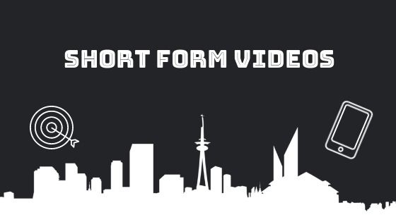 Black image with a white silhouette of a city skyline at the bottom and 'Short Form Videos' written as a title in white - The 15 most important social media trends for 2022 - Image
